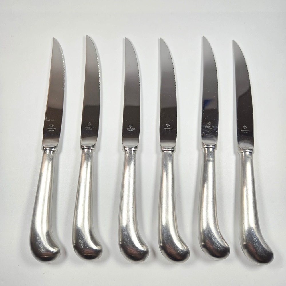 Vintage Oneida Steak Knives Pistol Grip Stainless Japan Set of 6 Diamond-O mark